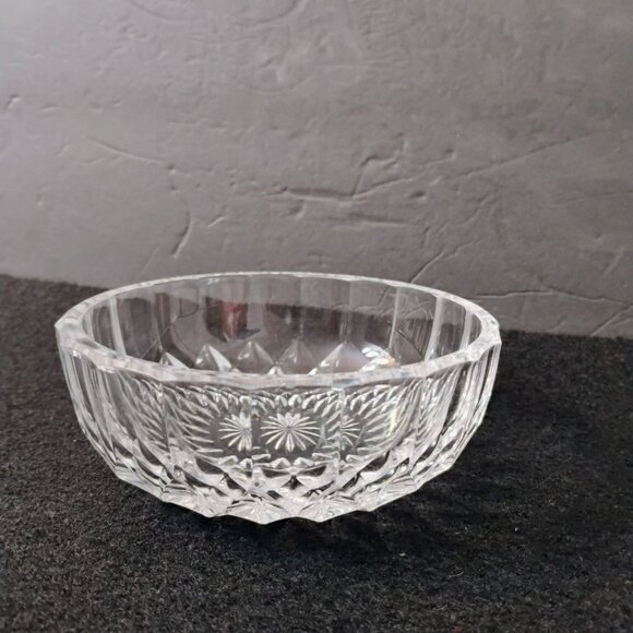 Val St Lambert Crystal Cut Bowl 5" Vintage Glass Dish Starburst Design Signed - Picture 7 of 8